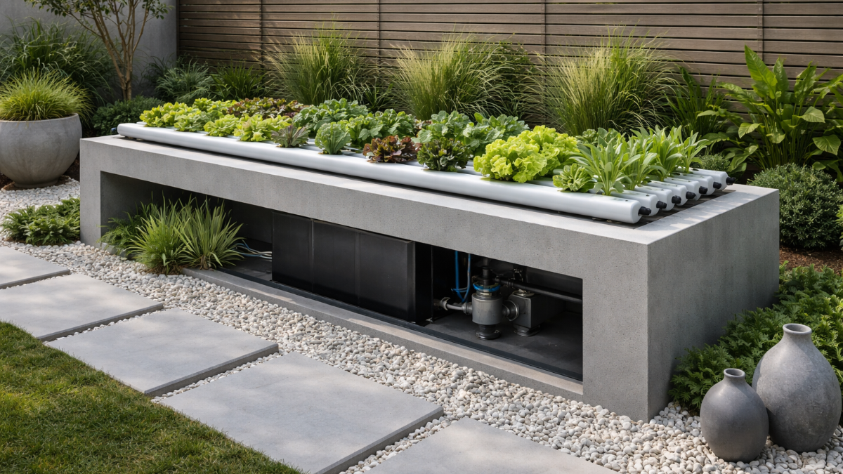 8 idee per un orto idroponico nel cortile sul retro con sistema di circolazione automatica: un aspetto pulito, ordinato ed elegante